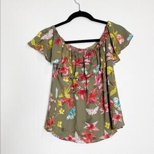 anthropologie maeve floral off shoulder blouse size xs